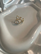 Bague Dorée Ouverte Large Creuse Avec Pierre Goutte Nacre Blanche