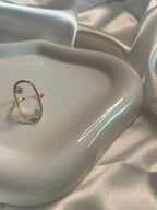 Bague Dorée Ajustable Oblong Large Avec Strass