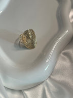 Bague Dorée Plaque Motif Rose