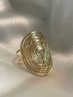 Bague Dorée Plaque Motif Rose