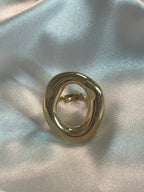 Bague Dorée Avec Gros Anneau Irrégulier 3cm longueur externe