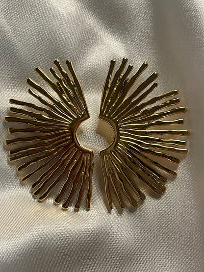 Boucles d'Oreilles Dorées Demi Soleil