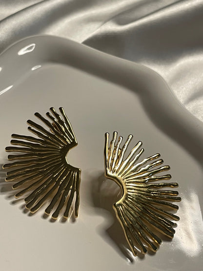Boucles d'Oreilles Dorées Demi Soleil