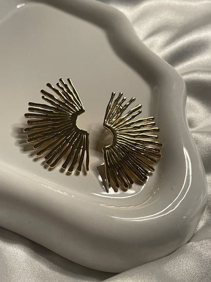Boucles d'Oreilles Dorées Demi Soleil