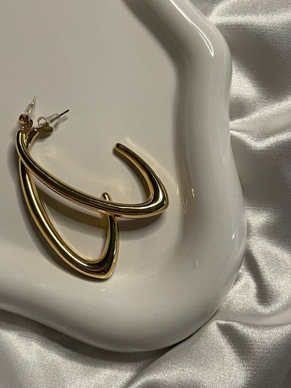 Boucles d'Oreilles Créoles Dorées Courbées