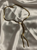 Collier Doré Chaîne Serpent Plate en Y mode cravate