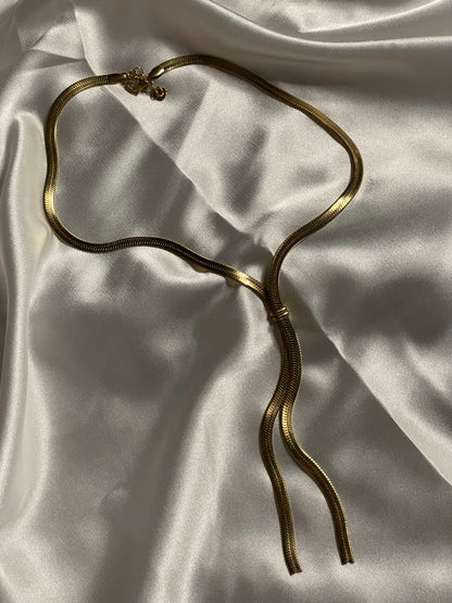 Collier Doré Chaîne Serpent Plate en Y mode cravate