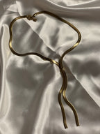 Collier Doré Chaîne Serpent Plate en Y mode cravate