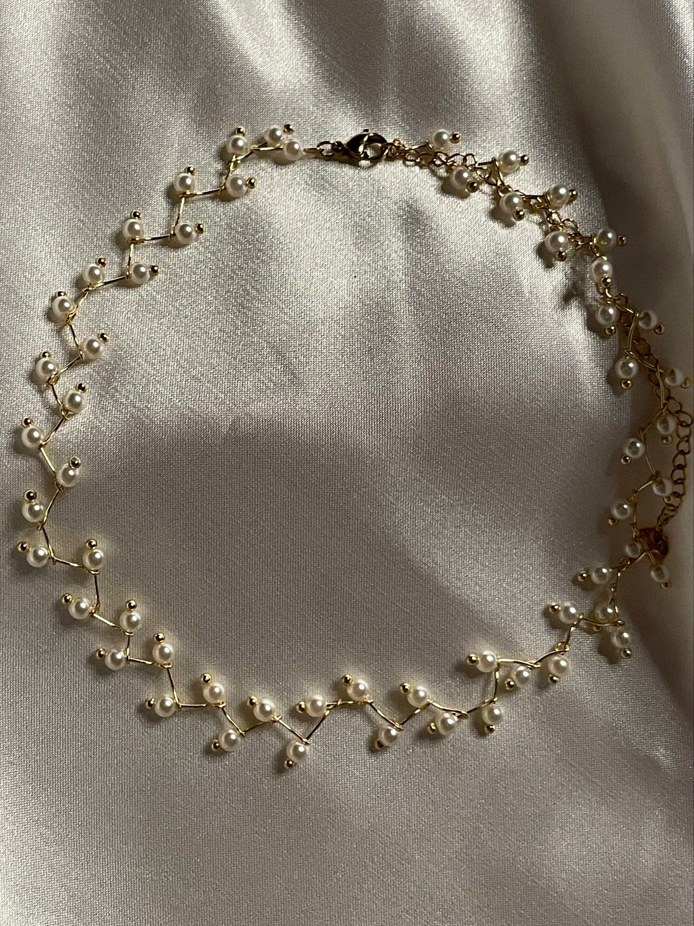 Collier Ras Du Cou Doré Multi Perles V Ajustable Longueur 30 cm Et Rallonge 10 cm