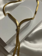 Collier Doré Chaîne Serpent Plate en Y mode cravate