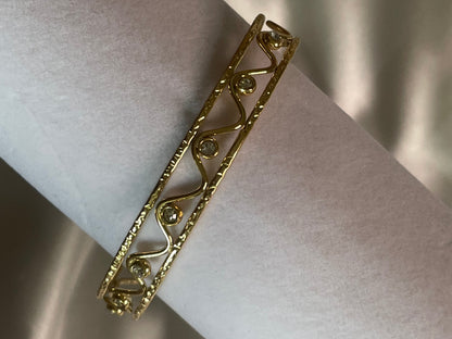 Bracelet Doré Jonc Large Zie Zag Strass