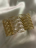 Bracelet Doré Manchette Ouverte Tressée Ondulée