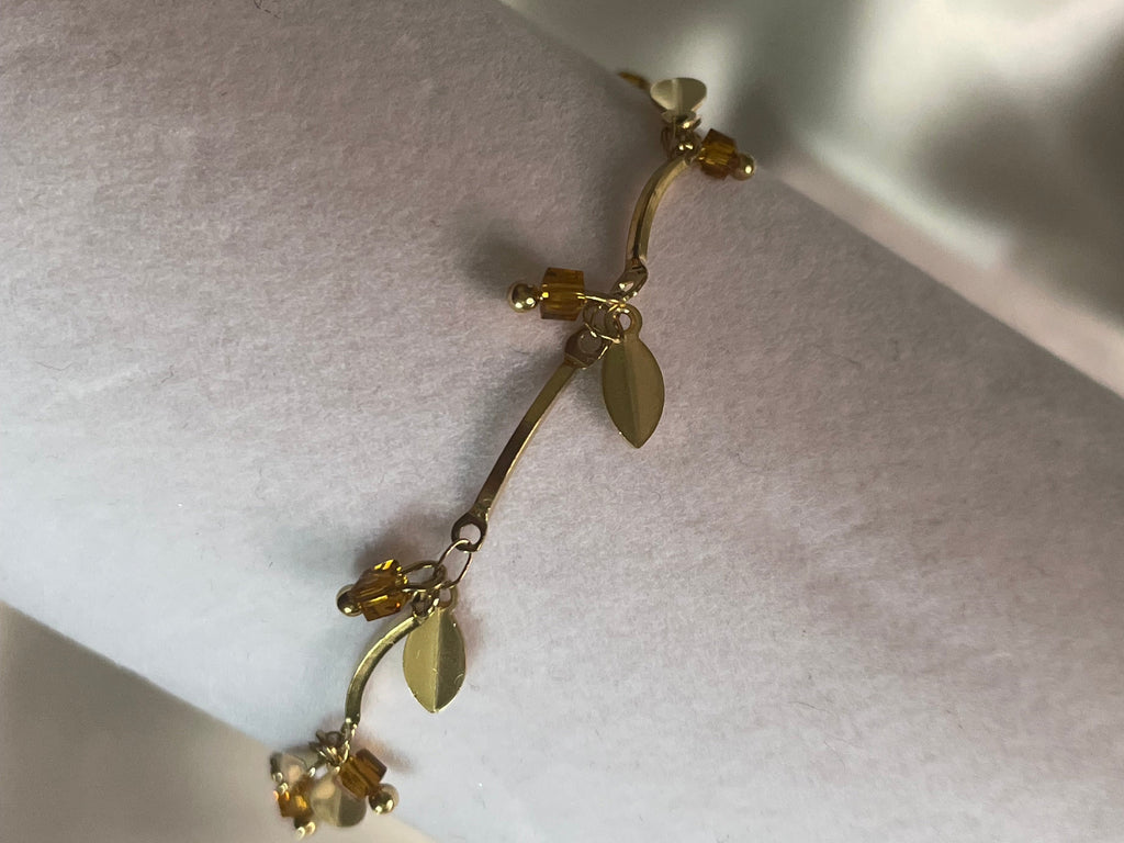 Bracelet Doré Pendentifs Feuilles
